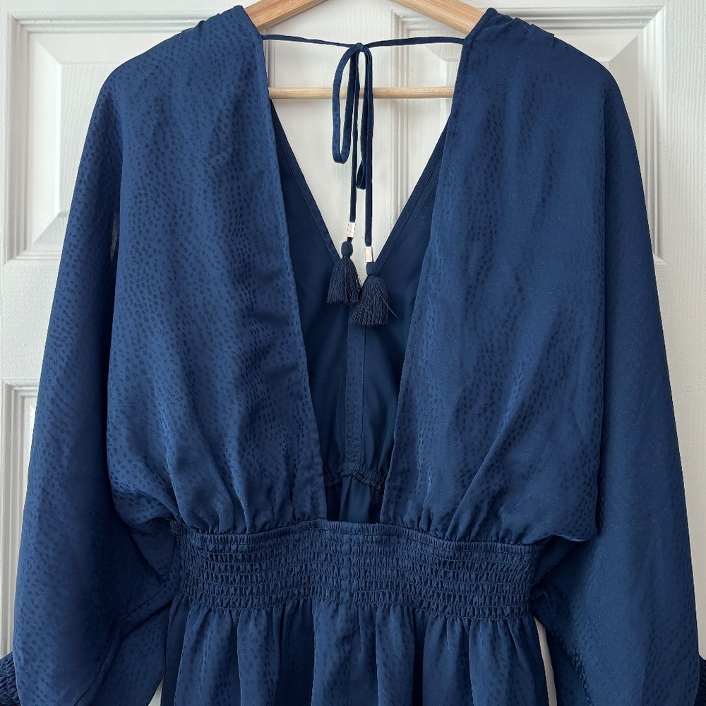 lovestitch Becca Split Sleeve Bohemian Mini Dress - Navy Blue Size M - Picture 8 of 11